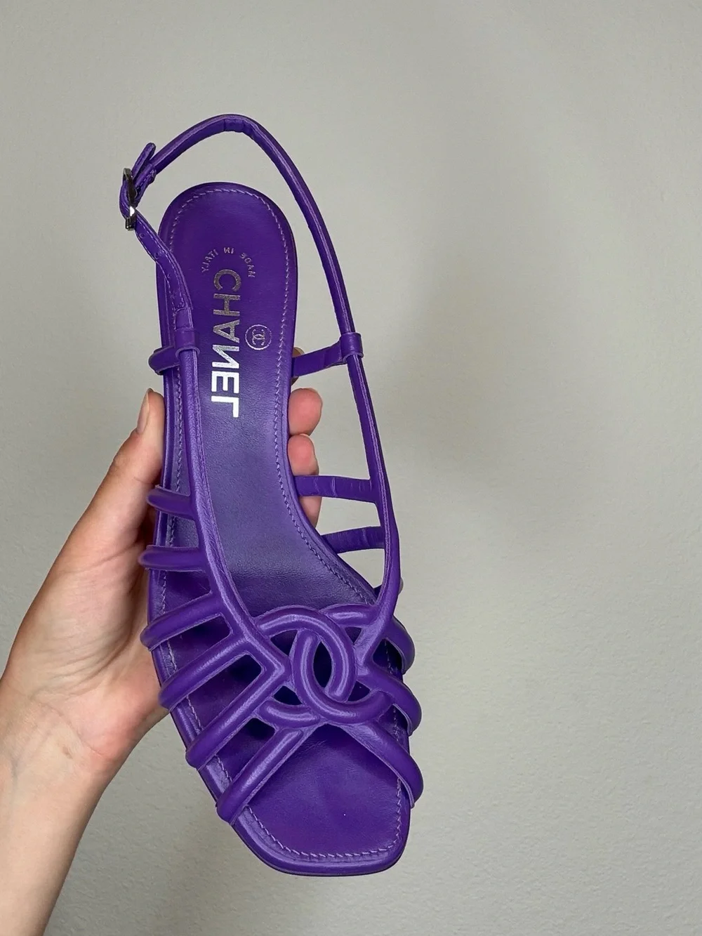 Chanel Strappy Block Heel Sandals for Women